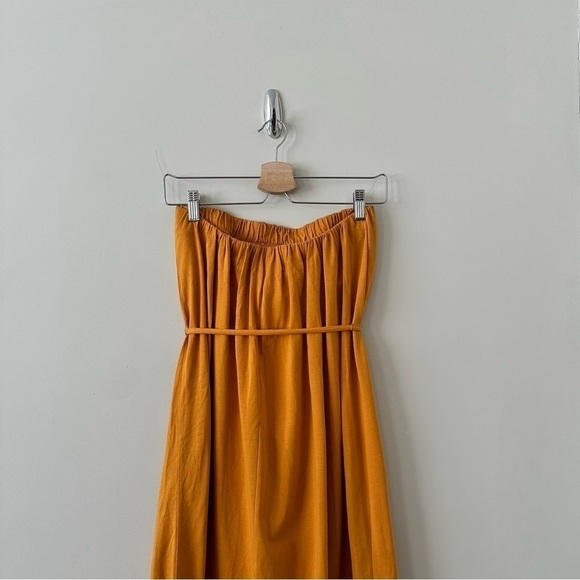 Zara-cotton Turmeric Yellow Tube Midi Dress - Picture 6 of 9